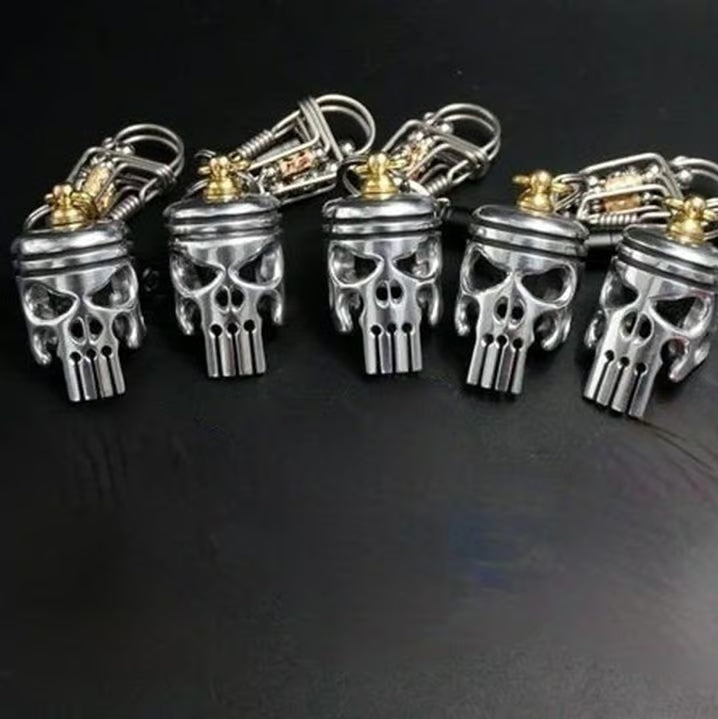 Piston art skull keychain (pendant/flashlight/bottle opener)