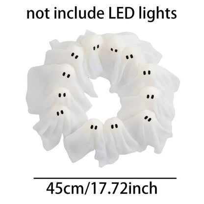 Halloween LED Ghost Wreath – Indoor/Outdoor Spooky Door & Wall Decor