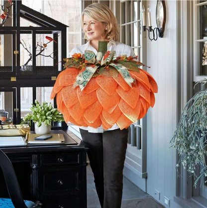 🍁 Farmhouse Pumpkin Wreath For Front Door