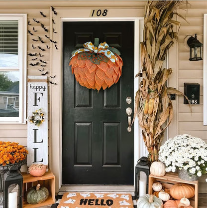 🍁 Farmhouse Pumpkin Wreath For Front Door