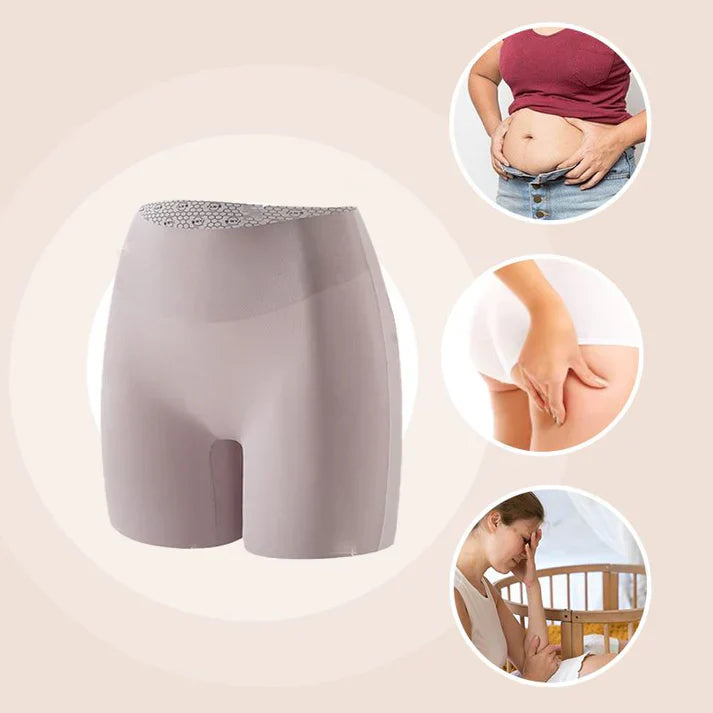 Women High-waist Ice Silk Underwear with Tummy-control Hip-lifting