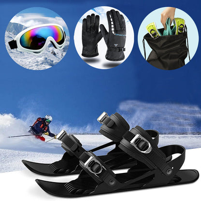 Mini Ski Skates Portable Short Skiboard Adjustable Skates Shoes For Snow - MANDOTOS