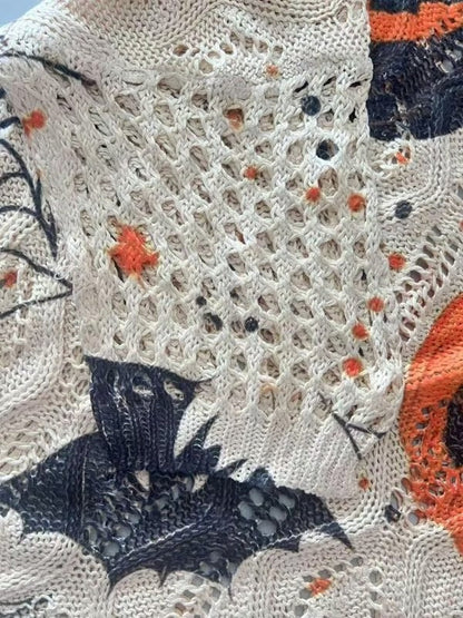 24-Hour Flash Deal⏰🎃 Women’s Halloween Pumpkin Print Knit Top – Casual & Elegant Loose Fit Sweater