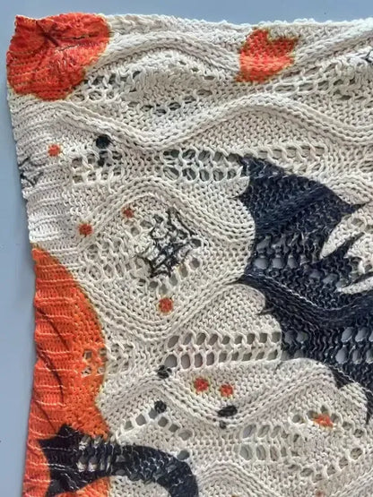 24-Hour Flash Deal⏰🎃 Women’s Halloween Pumpkin Print Knit Top – Casual & Elegant Loose Fit Sweater